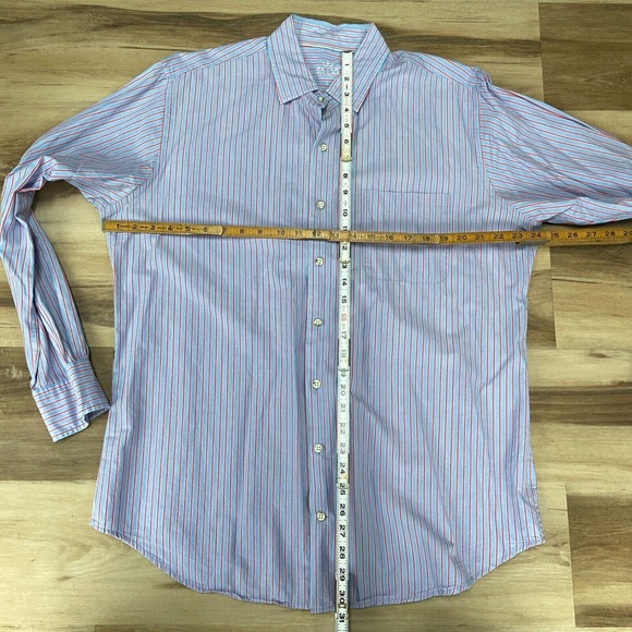 PETER MILLAR Seaside Collection Shirt Mens Large Pink Striped Long Sleeve Silk - Picture 5 of 8